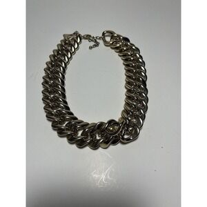 Vintage Costume Necklace Gold Tone Choker Thick Chain Pattern Lobster Clasp